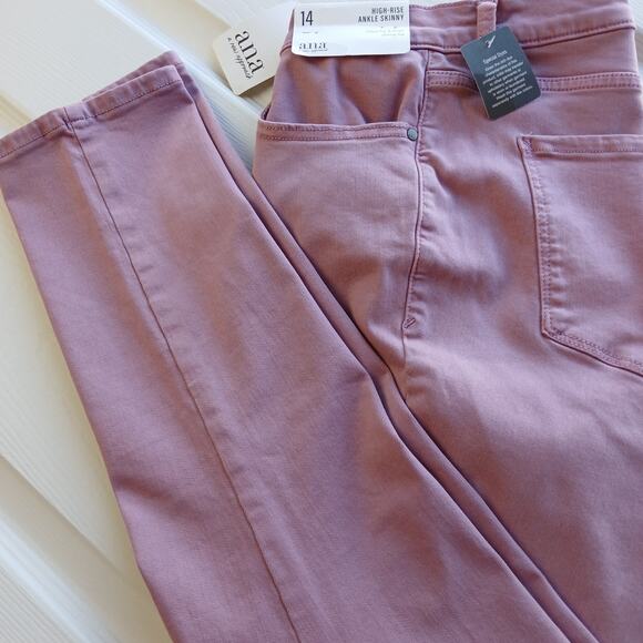 a.n.a. High-Rise Skinny Ankle Jeans 14 button fly Lilas Pink 33W x 26L NOS - Picture 15 of 15
